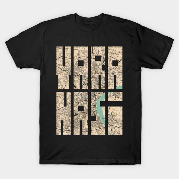 Varanasi, India City Map Typography - Vintage T-Shirt by deMAP Studio